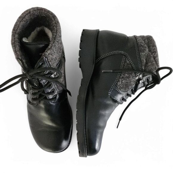 SAUTE-MOUTON winter boots leather made in Canada 100% woven wool lining size 39 - Picture 3 of 13